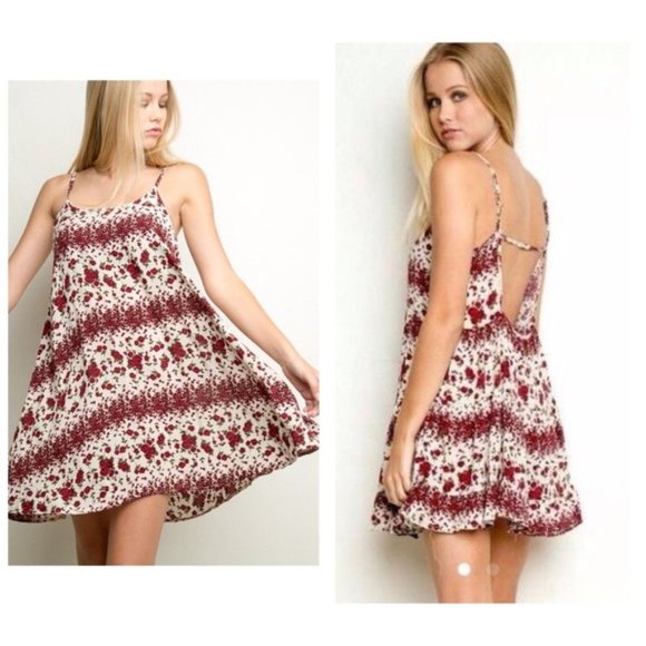 Brandy Melville Dresses & Skirts - Brandy Melville White Red Floral Mini Slip Dress